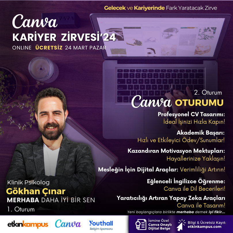 Canva Kariyer Zirvesi ve Gökhan Çınar I Ücretsiz Online Etkinlik I Sertifikalı