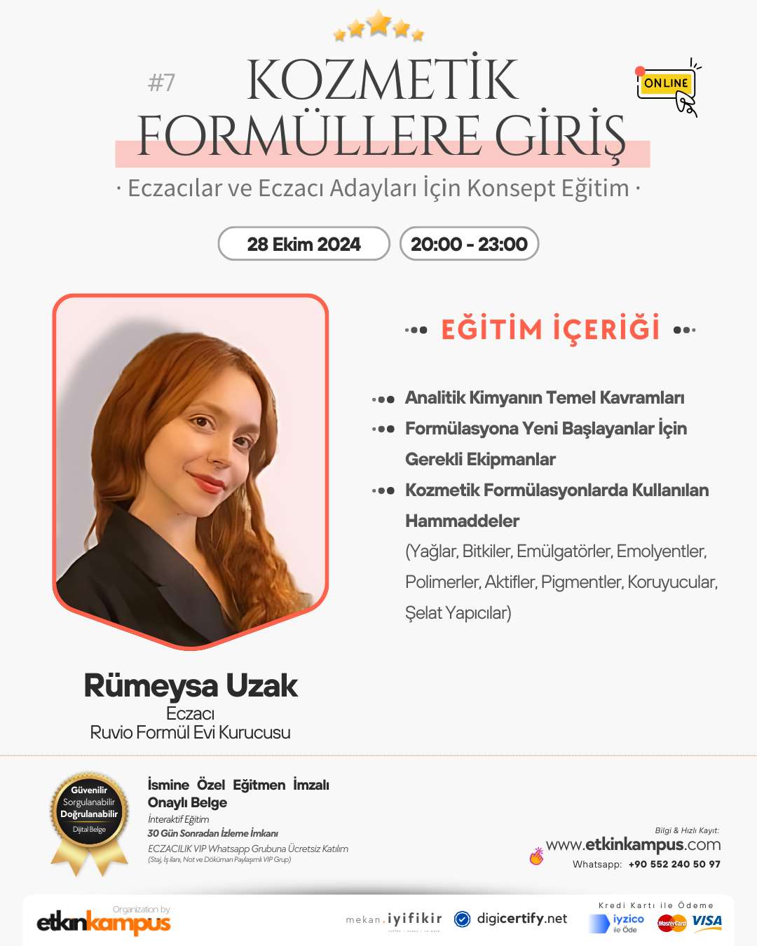 #7 Kozmetik Formüllere Giriş Eğitimi